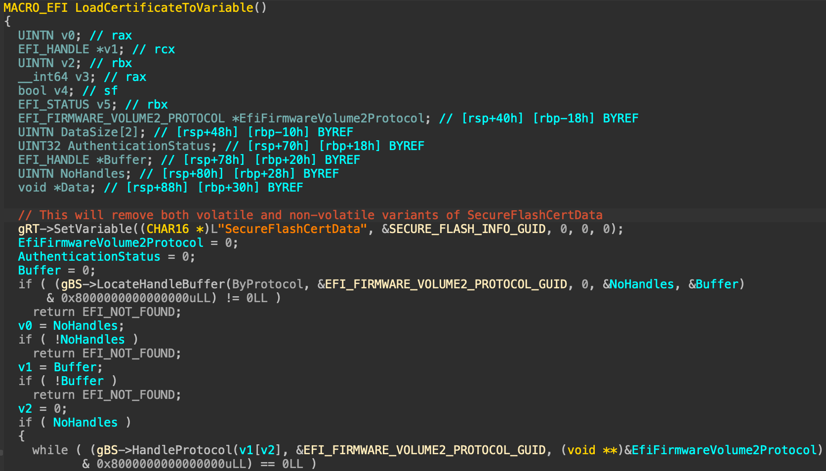LoadCertificateToVariable from SecureFlashDxe