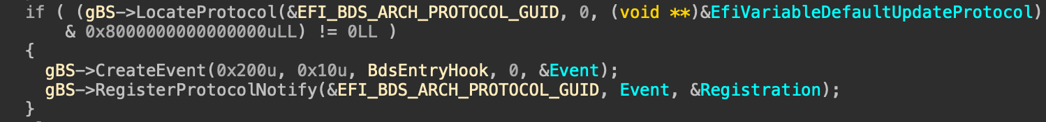 Registration of BdsEntryHook in VariableRuntimeDxe